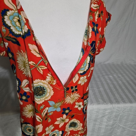 Express Orange Floral Blouse With Zipper Size S - Picture 3 of 4